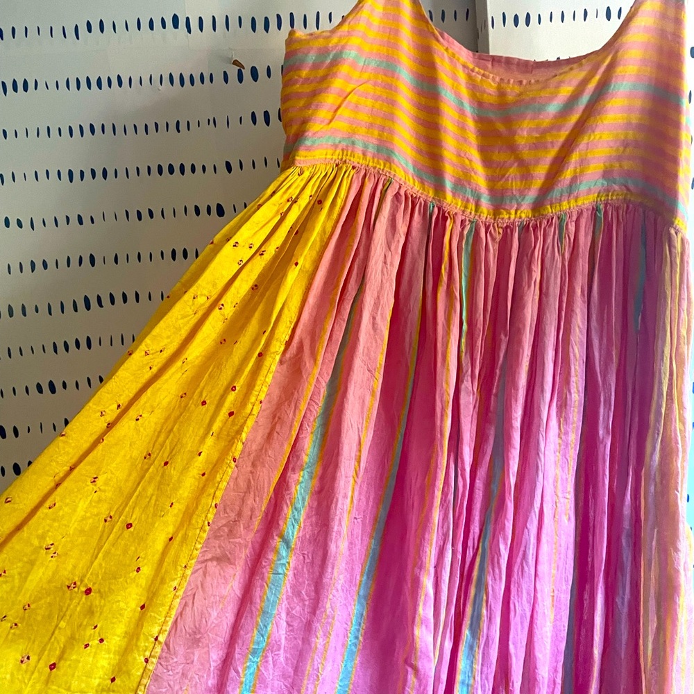 Beautiful Injirii pink and yellow reversible slip dress SZ L